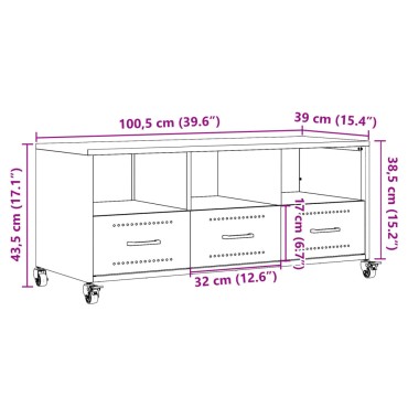 vidaXL Έπιπλο Τηλεόρασης Μαύρο 100,5x39x43,5cm Ατσάλι