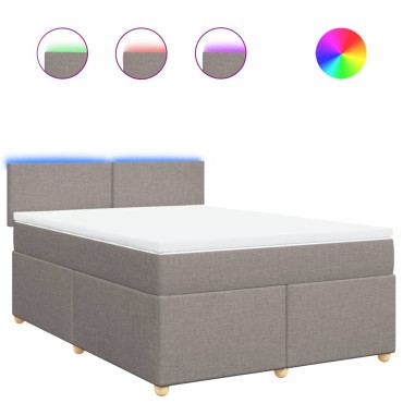 vidaXL Κρεβάτι Boxspring με Στρώμα Taupe 160x200cm Υφασμάτινο 1 τεμ. - Διπλό