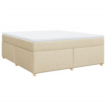 vidaXL Κρεβάτι Boxspring με Στρώμα Κρεμ 180x200 εκ. Υφασμάτινο