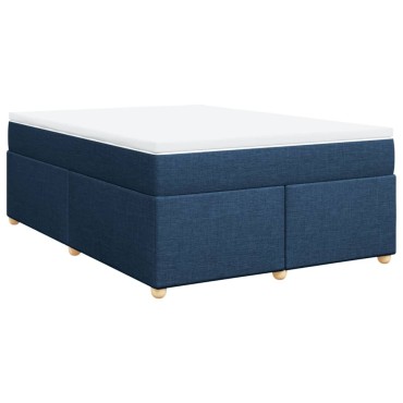 vidaXL Κρεβάτι Boxspring με Στρώμα Μπλε 140x200cm Υφασμάτινο 1 τεμ. - Διπλό