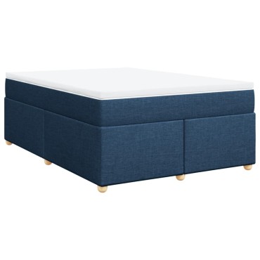 vidaXL Κρεβάτι Boxspring με Στρώμα Μπλε 140x200cm Υφασμάτινο 1 τεμ. - Διπλό