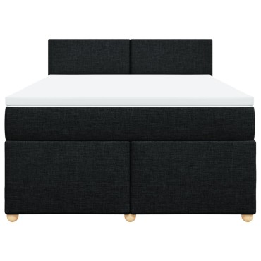 vidaXL Κρεβάτι Boxspring με Στρώμα Μαύρο 160x200 εκ. Υφασμάτινο