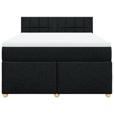 vidaXL Κρεβάτι Boxspring με Στρώμα Μαύρο 140x200 εκ. Υφασμάτινο
