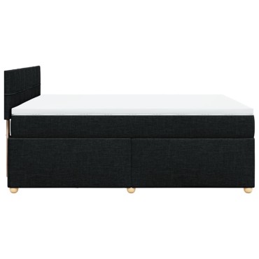 vidaXL Κρεβάτι Boxspring με Στρώμα Μαύρο 140x200 εκ. Υφασμάτινο