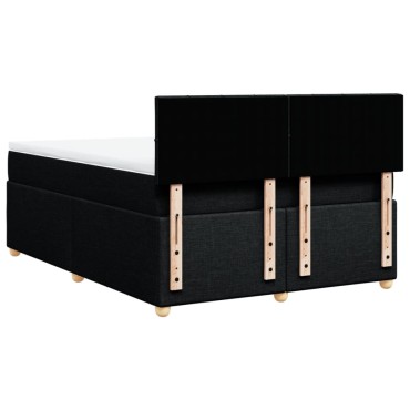 vidaXL Κρεβάτι Boxspring με Στρώμα Μαύρο 140x200 εκ. Υφασμάτινο