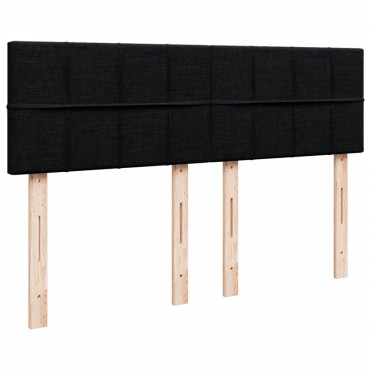 vidaXL Κρεβάτι Boxspring με Στρώμα Μαύρο 140x200 εκ. Υφασμάτινο