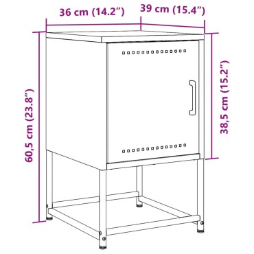 vidaXL Κομοδίνα 2 τεμ. Μουσταρδί 36x39x60,5cm από Χάλυβα