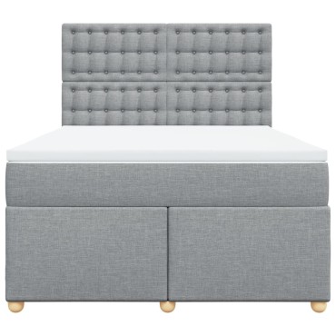 vidaXL Κρεβάτι Boxspring με Στρώμα Ανοιχτό Γκρι 140x200 εκ. Υφασμάτινο
