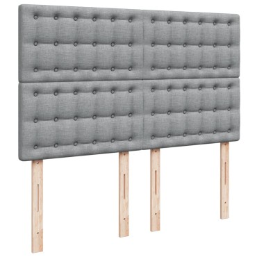 vidaXL Κρεβάτι Boxspring με Στρώμα Ανοιχτό Γκρι 140x200 εκ. Υφασμάτινο