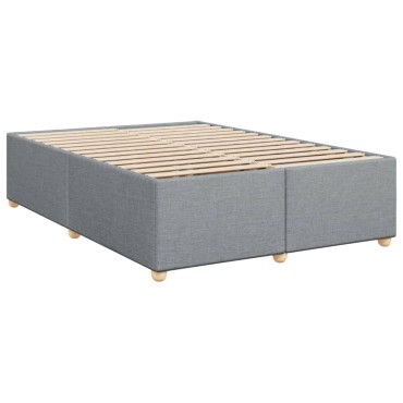 vidaXL Κρεβάτι Boxspring με Στρώμα Ανοιχτό Γκρι 140x200 εκ. Υφασμάτινο