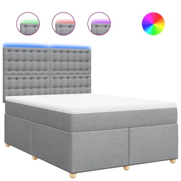 vidaXL Κρεβάτι Boxspring με Στρώμα Ανοιχτό Γκρι 140x200 εκ. Υφασμάτινο