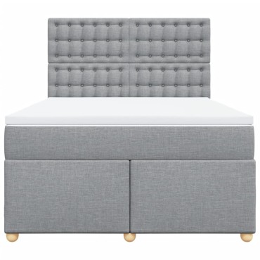 vidaXL Κρεβάτι Boxspring με Στρώμα Ανοιχτό Γκρι 140x200 εκ. Υφασμάτινο