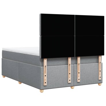 vidaXL Κρεβάτι Boxspring με Στρώμα Ανοιχτό Γκρι 140x200 εκ. Υφασμάτινο