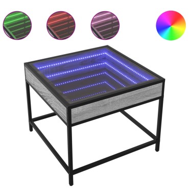 vidaXL Τραπεζάκι Σαλονιού Άπειρο Φως LED Γκρι Sonoma 50x50x41cm 1 τεμ.