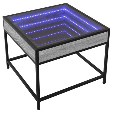 vidaXL Τραπεζάκι Σαλονιού Άπειρο Φως LED Γκρι Sonoma 50x50x41cm 1 τεμ.