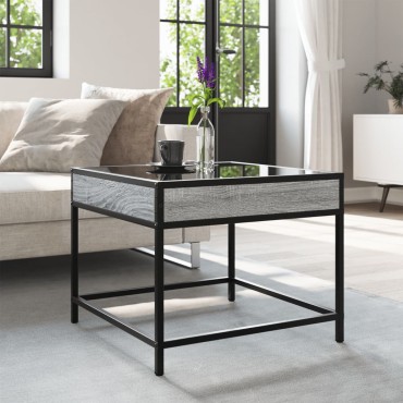 vidaXL Τραπεζάκι Σαλονιού Άπειρο Φως LED Γκρι Sonoma 50x50x41cm 1 τεμ.