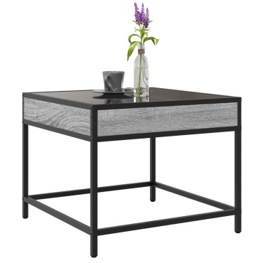 vidaXL Τραπεζάκι Σαλονιού Άπειρο Φως LED Γκρι Sonoma 50x50x41cm 1 τεμ.