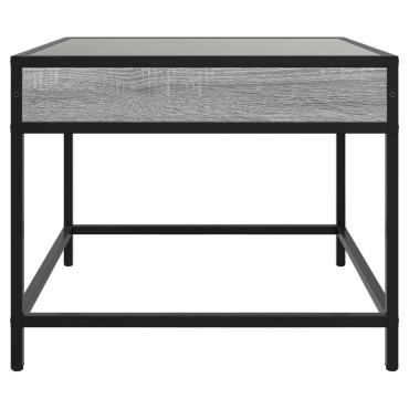 vidaXL Τραπεζάκι Σαλονιού Άπειρο Φως LED Γκρι Sonoma 50x50x41cm 1 τεμ.