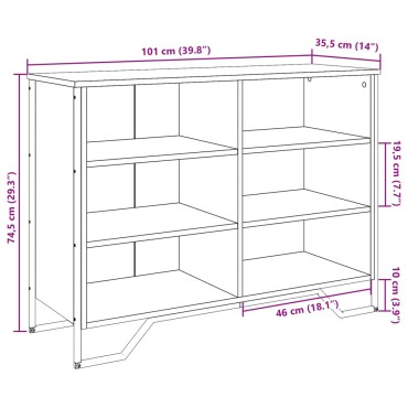 vidaXL Ντουλάπι Καφέ Δρυς 101x35,5x74,5cm Επεξεργασμένο Ξύλο 1 τεμ.