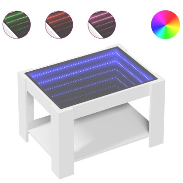 vidaXL Τραπεζάκι Σαλονιού με LED Λευκό 73x53x45cm Επεξεργασμένο Ξύλο 1 τεμ.