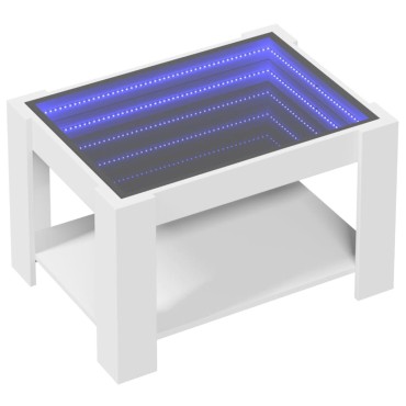 vidaXL Τραπεζάκι Σαλονιού με LED Λευκό 73x53x45cm Επεξεργασμένο Ξύλο 1 τεμ.