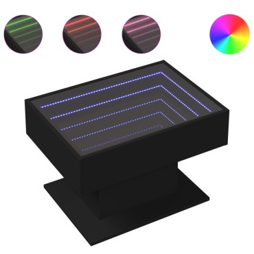vidaXL Τραπεζάκι Σαλονιού με LED Μαύρο 70x50x45cm Επεξεργασμένο Ξύλο 1 τεμ.