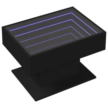 vidaXL Τραπεζάκι Σαλονιού με LED Μαύρο 70x50x45cm Επεξεργασμένο Ξύλο 1 τεμ.