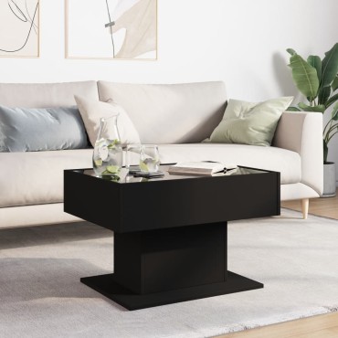 vidaXL Τραπεζάκι Σαλονιού με LED Μαύρο 70x50x45cm Επεξεργασμένο Ξύλο 1 τεμ.