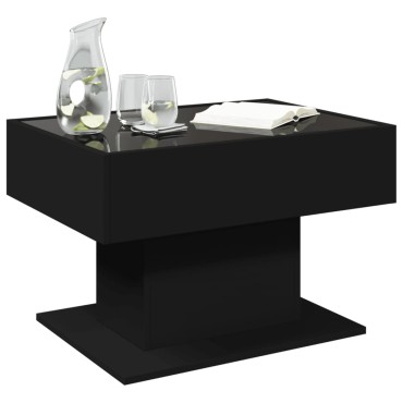 vidaXL Τραπεζάκι Σαλονιού με LED Μαύρο 70x50x45cm Επεξεργασμένο Ξύλο 1 τεμ.