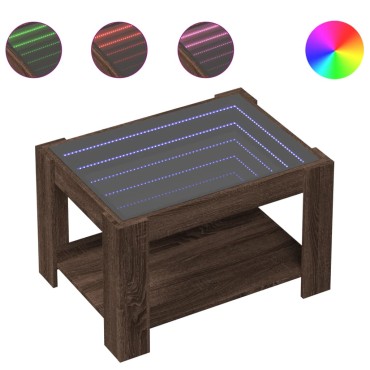 vidaXL Τραπεζάκι Σαλονιού με LED Δρυς 73x53x45cm Επεξεργασμένο Ξύλο 1 τεμ.