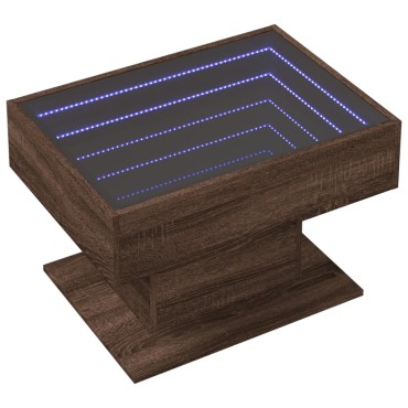 vidaXL Τραπεζάκι Σαλονιού με LED Δρυς 70x50x45cm Επεξεργασμένο Ξύλο 1 τεμ.