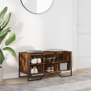 vidaXL Παπουτσοθήκη Καπνιστή Δρυς 90x38x45,5cm από Επεξεργ. Ξύλο