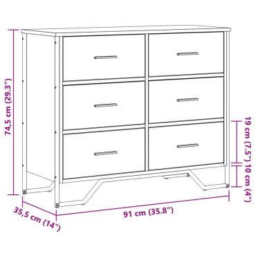 vidaXL Συρταριέρα Καφέ Δρυς 91x35,5x74,5cm από Επεξεργ. Ξύλο 1 τεμ.