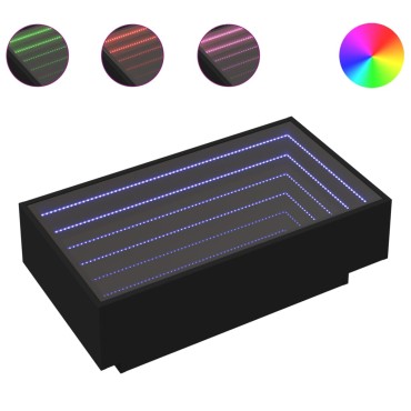 vidaXL Τραπεζάκι Σαλονιού με LED Μαύρο 90x50x30cm Επεξεργασμένο Ξύλο 1 τεμ.