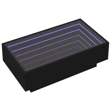 vidaXL Τραπεζάκι Σαλονιού με LED Μαύρο 90x50x30cm Επεξεργασμένο Ξύλο 1 τεμ.