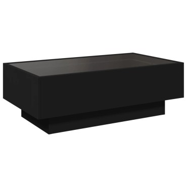 vidaXL Τραπεζάκι Σαλονιού με LED Μαύρο 90x50x30cm Επεξεργασμένο Ξύλο 1 τεμ.