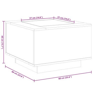 vidaXL Τραπεζάκι Σαλονιού με LED Δρυς 60x60x40cm Επεξεργασμένο Ξύλο 1 τεμ.