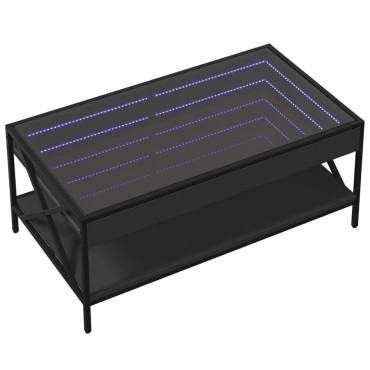 vidaXL Τραπεζάκι Σαλονιού Infinity LED Μαύρο 90x50x38cm 1 τεμ.