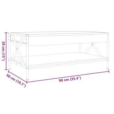 vidaXL Τραπεζάκι Σαλονιού Άπειρο Φως LED Καφέ Δρυς 90x50x38cm 1 τεμ.