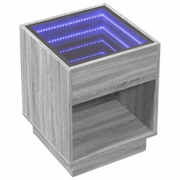 vidaXL Τραπεζάκι Άπειρο Φως LED Γκρι Sonoma 40x40x50cm 1 τεμ.
