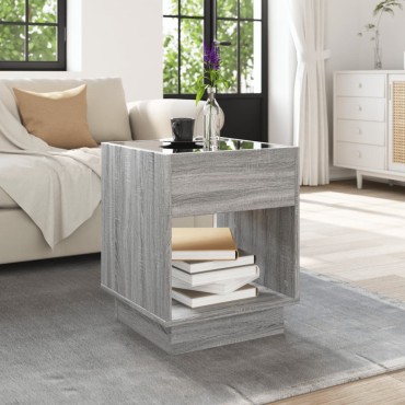 vidaXL Τραπεζάκι Άπειρο Φως LED Γκρι Sonoma 40x40x50cm 1 τεμ.