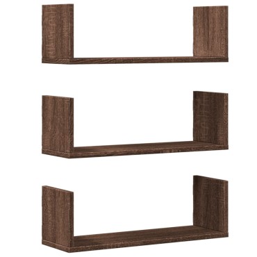 vidaXL Ραφιέρες Τοίχου 3 τεμ. Καφέ Δρυς 58x18x18cm Επεξεργασμένο Ξύλο