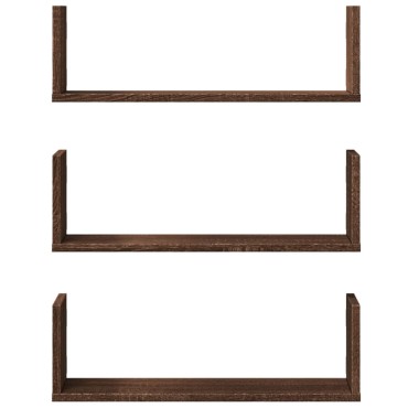 vidaXL Ραφιέρες Τοίχου 3 τεμ. Καφέ Δρυς 58x18x18cm Επεξεργασμένο Ξύλο
