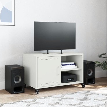 vidaXL Έπιπλο Τηλεόρασης Λευκό 68x39x43,5cm Χάλυβας