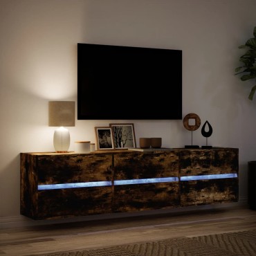 vidaXL Έπιπλο Τοίχου Τηλεόρασης με LED Καπνιστή Δρυς 180x31x45cm