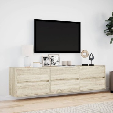 vidaXL Έπιπλο Τοίχου Τηλεόρασης με LED Sonoma Δρυς 180x31x45cm