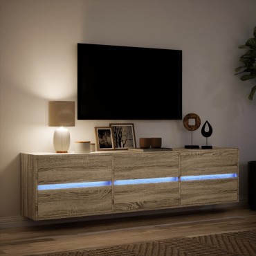 vidaXL Έπιπλο Τοίχου Τηλεόρασης με LED Sonoma Δρυς 180x31x45cm