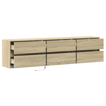 vidaXL Έπιπλο Τοίχου Τηλεόρασης με LED Sonoma Δρυς 180x31x45cm