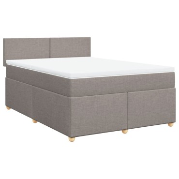 vidaXL Κρεβάτι Boxspring με Στρώμα Taupe 160x200cm Υφασμάτινο 1 τεμ. - Διπλό