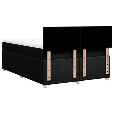 vidaXL Κρεβάτι Boxspring με Στρώμα Μαύρο 160x200 εκ. Υφασμάτινο